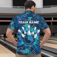 Load image into Gallery viewer, Blue Bowling Shirt Custom Bowling Jersey for Men &amp; Women Flame Bowling Shirt for Bowlers MBL55