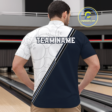 Load image into Gallery viewer, Dark Blue Bowling Custom Men Bowling Shirt Polo &amp; Quarter-Zip Bowling Team Jerseys HNT64
