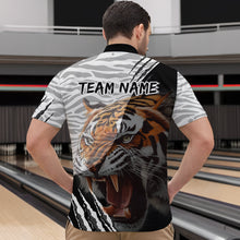Load image into Gallery viewer, Black &amp; White Bowling Shirt Tiger Bowling Team Jersey Quarter Zip Bowling for Men &amp; Women QZT641