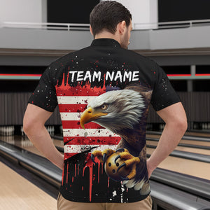 American Flag Bowling Shirt Custom Eagle Bowling Jersey for Men And Women 1/4 Zip Bowling League QZT630