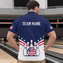 Load image into Gallery viewer, Patriotic Blue Bowling Shirt for Men Women Team Custom Bowling Polo &amp; 1/4 Zip Shirt MBL30