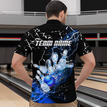 Load image into Gallery viewer, Custom Bllue Lightning Bowling Shirts for Men Women Team Bowling Polo &amp; 1/4 Zip MBL80
