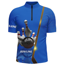 Load image into Gallery viewer, Personalized Men Bowling Quarter-Zip Shirt for Men Bowlers Custom Team bowling Jersey | Multi color NQS5947