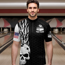 Load image into Gallery viewer, Custom Bowling 1/4-Zip Shirt for Men Women Skull Bowling Jersey Bowling Team League QZT47-4