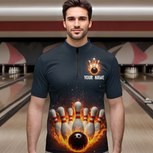 Load image into Gallery viewer, Custom Flaming Bowling Shirt for Men Women Fire Bowling Polo Shirts &amp; Quarter Zip MBL83