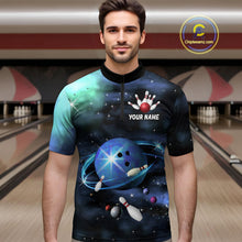 Load image into Gallery viewer, Blue Galaxy Bowling Shirts for Men Women Custom Team Bowling Polo and Quarter Zip MBL123
