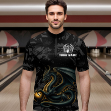 Load image into Gallery viewer, Dragon Bowling Team Shirt Custom Dragon Bowling Jersey 1/4-Zip Bowling Performance QZT640