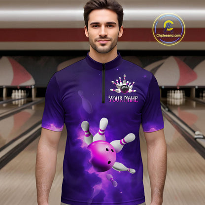 Purple Smoke Bowling Shirts for Women Men Team Custom Bowling Jerseys MBL126