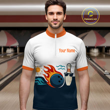 Load image into Gallery viewer, Personalized Flame Bowling Shirt Quarter-Zip Bowling Summer with Team Name Gift for Bowlers QZT697