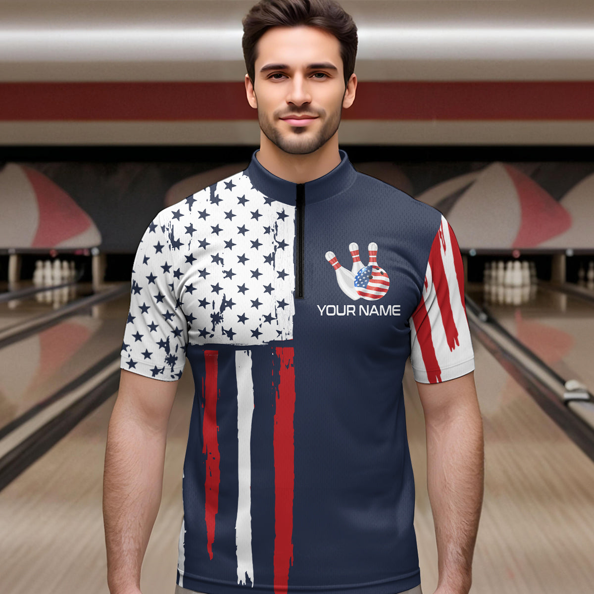 Custom American Bowling Shirt Bowling Jersey for Men Women Team Polo&1/4 Zip MBL59