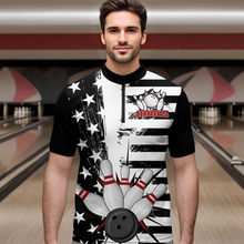 Load image into Gallery viewer, American Flag Bowling Shirt for Men Women Team Bowling Jersey Bowling Polo&amp;1/4 Zip MBL18