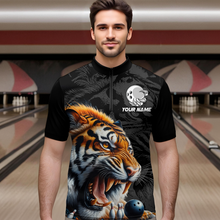 Load image into Gallery viewer, Custom Tiger Bowling Shirt Tiger Bowling Team League Unisex Quarter-Zip Bowling Outfit QZT638