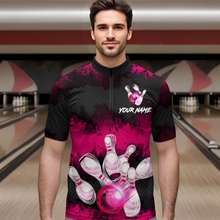 Load image into Gallery viewer, Customize Pink Bowling Shirts for Men Women Team Bowling Polo &amp; 1/4 Zip Shirts MBL81