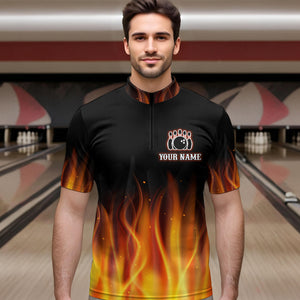 Personalized Bowling Jersey with Name and Team Name Bowling Team Jersey Bowling Quarter-Zip Shirt for Men QZT17