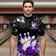 Load image into Gallery viewer, Purple Watercolor Bowling Shirts Men Women Team Custom Bowling Polo &amp; 1/4 Zip Shirt MBL60