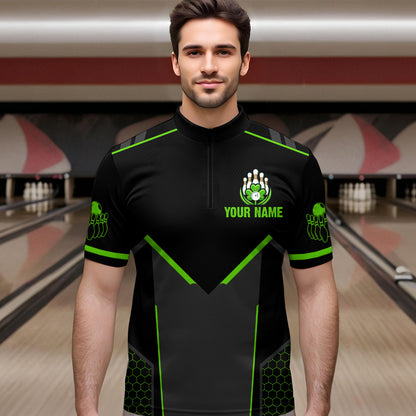 Personalized St Patrick Day Bowling Shirt Quarter-Zip Green Bowling Jersey Team League QZT621