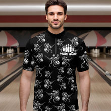Load image into Gallery viewer, Custom Dinosaur Bowling Shirt for Men And Women Quarter-Zip Bowling League Bowling Outfit QZT633