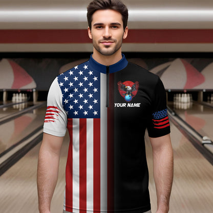 Eagle Bowling Shirt Custom American Bowling Shirts Women Men Patriotic Bowling Shirt MBL05