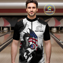 Load image into Gallery viewer, Black &amp; White Quarter-Zip Bowling Team Jersey Custom American Dragon Bowling Shirt Unisex QZT687
