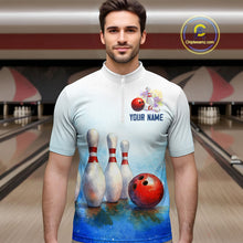 Load image into Gallery viewer, Watercolor Blue Bowling Shirts for Men Women Team Bowling Jersey for Bowlers MBL142