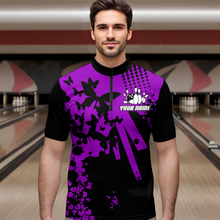 Load image into Gallery viewer, Custom Purple Butterflies Bowling Shirts for Men Women Bowling Jersey Team Name MBL79