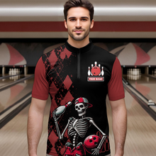 Load image into Gallery viewer, Custom Bowling 1/4-Zip Shirt for Men Women Skull Bowling Jersey Bowling Team League QZT47-6