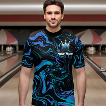 Load image into Gallery viewer, Blue Bowling Custom Men Bowling Shirt Polo &amp; Quarter-Zip Bowling Team Jerseys HNT48