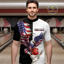Load image into Gallery viewer, American Eagle Quarter-Zip Bowling Shirt Custom Black &amp; White Bowling Jersey for Men And Women QZT686