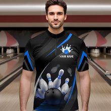 Load image into Gallery viewer, Blue Bowling Shirts for Men Women Team Custom Bowling Polo &amp; Quarter Zip Shirt MBL71