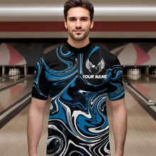 Load image into Gallery viewer, Personalized Bowling Shirt for Men and Women Bowling Team Jersey Blue 1/4 Zip Shirt QZT601