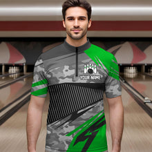 Load image into Gallery viewer, Green Camo Bowling Shirts for Women Men Custom Team Bowling Polo &amp; 1/4 Zip Shirt MBL61