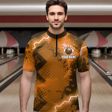 Load image into Gallery viewer, Thunder Lightning Bowling Shirt Orange Bowling Jersey Men Women Team Bowling Shirts MBL64