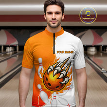 Load image into Gallery viewer, Custom Sharp Claws Bowling Shirt Orange Men Women Team Bowling Flaming Jerseys MBL91