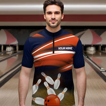 Load image into Gallery viewer, Custom Orange Bowling Jersey Bowling Team Shirts For Men Bowling League Polo &amp; 1/4 Zip HNT163