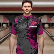 Load image into Gallery viewer, Fire Bowling Shirt Custom Pink Bowling Jersey for Men Women with Team Name MBL63