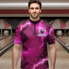 Load image into Gallery viewer, Thunder Lightning Bowling Shirt Pink Bowling Jersey Men Women Team Bowling Shirts MBL64