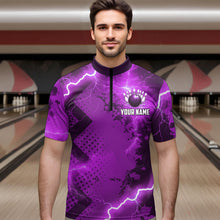 Load image into Gallery viewer, Thunder Lightning Bowling Shirt Purple Bowling Jersey Men Women Team Bowling Shirts MBL64