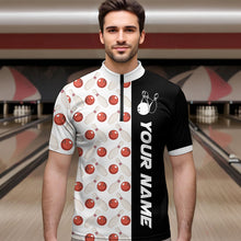 Load image into Gallery viewer, White Bowling Pattern Custom Men Bowling Polo &amp; Quarter-Zip Shirts Bowling Team Jerseys HNT45