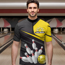 Load image into Gallery viewer, Yellow Bowling Shirt for Men&amp;Women Team Bowling Jersey Colorful Bowling Polo &amp; 1/4 Zip MBL49