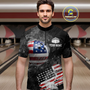 Custom American Flag Bowling Shirts Men Women Team Patriotic Bowling Jersey MBL84