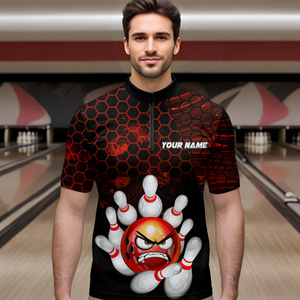 Angry Pin Red Bowling Shirts Custom Bowling Jersey for Men Women and Team MBL69