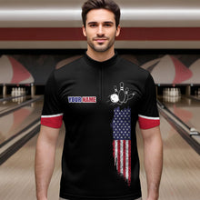 Load image into Gallery viewer, American Bowling Quarter-Zip Shirt For Men &amp; Women Custom Eagle Bowling Team Jersey Black BDT539