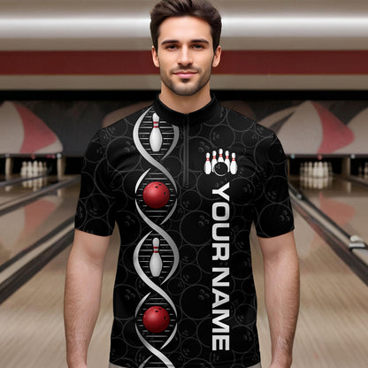 DNA Bowling Shirt Bowling Jersey Men Personalized Bowling League Polo & 1/4 Zip HNT34