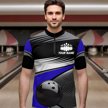 Load image into Gallery viewer, Black&amp;Blue Bowling Shirt for Men Women Team Custom Bowling Polo &amp; 1/4 Zip Shirt MBL43