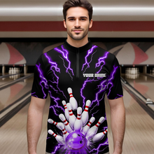 Load image into Gallery viewer, Thunder Lightning Purple Bowling Shirt Custom Bowling Jersey for Men Women Team MBL66