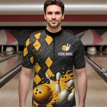 Load image into Gallery viewer, Flame Yellow Bowling Team Shirt Custom Bowling Jersey for Men Women Flame Quarter-Zip Shirt QZT679