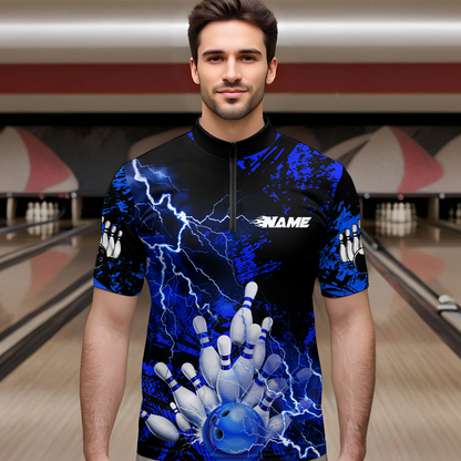 Blue Thunder Lightning Bowling Shirt Custom Colorful Bowling Jersey Men Women Team MBL67
