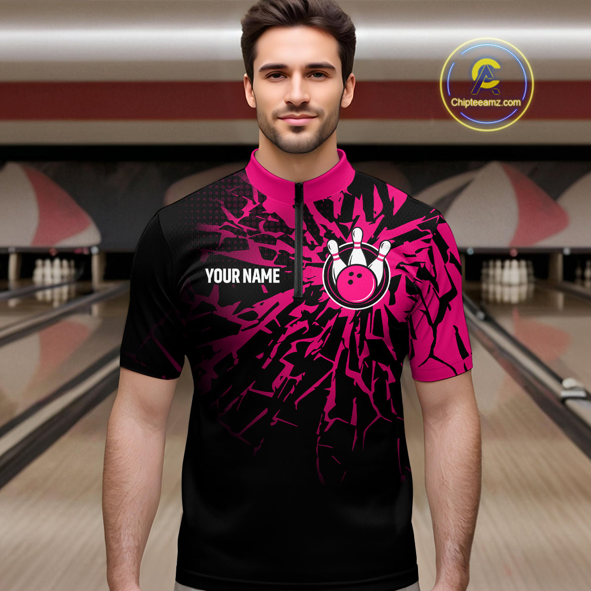 Custom Pink Bowling Shirt Blue for Men Women and Team Bowling Jerseys MBL102