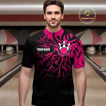 Custom Pink Bowling Shirt Blue for Men Women and Team Bowling Jerseys MBL102