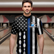Load image into Gallery viewer, Custom Blue Bowling Shirts for Men Women Team Patriotic Bowling Polo &amp; 1/4 Zip Shirt MBL39